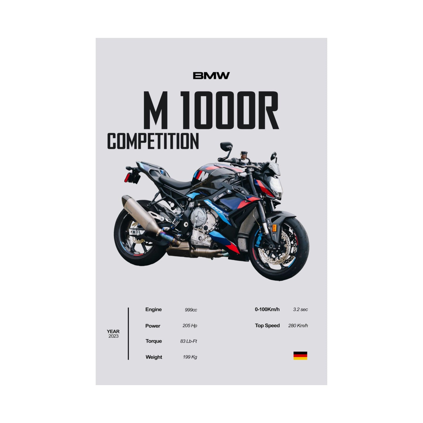 BMW M1000R Competiton Vertical Poster