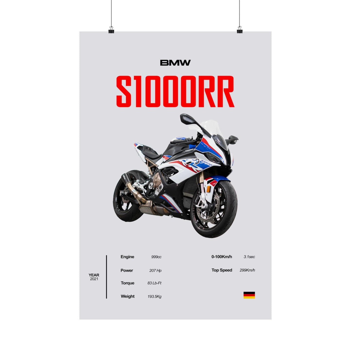 BMW S1000RR Vertical Poster