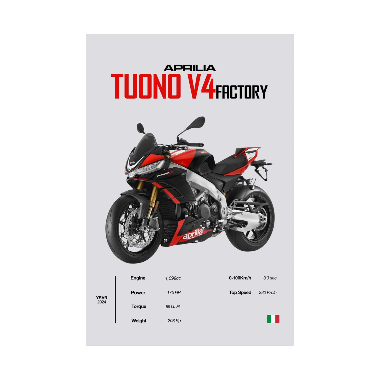 Aprilia Tuono V4 Factory Vertical Poster