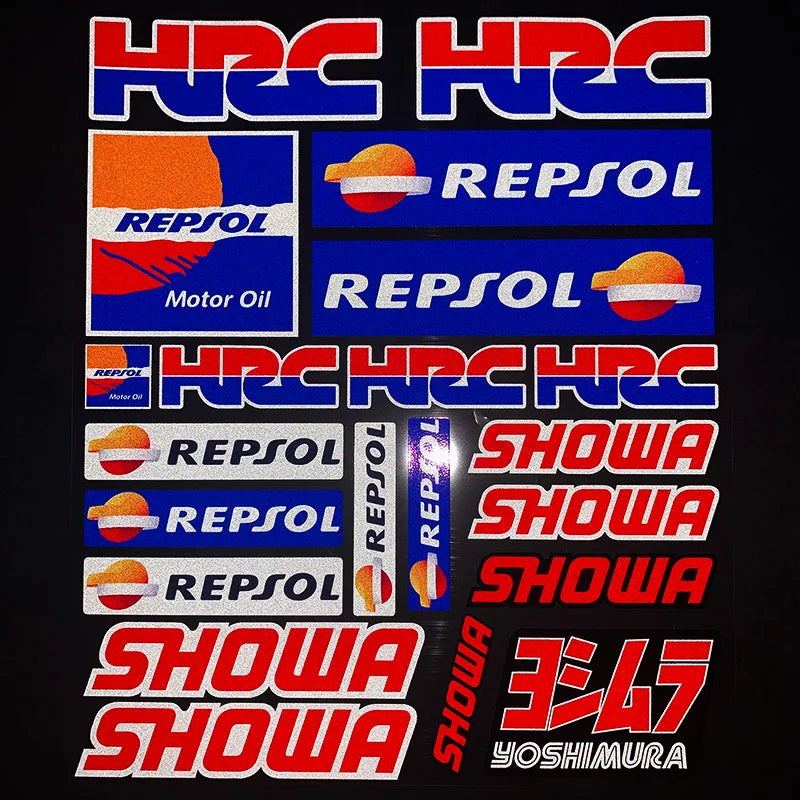 Reflective Repsol Sticker Set - Honda Yoshimura & HRC Edition