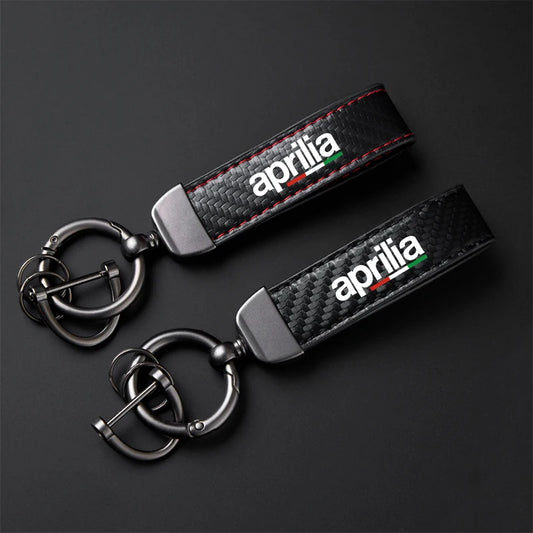 Aprilia Carbon Fiber Leather Motorcycle Keychain